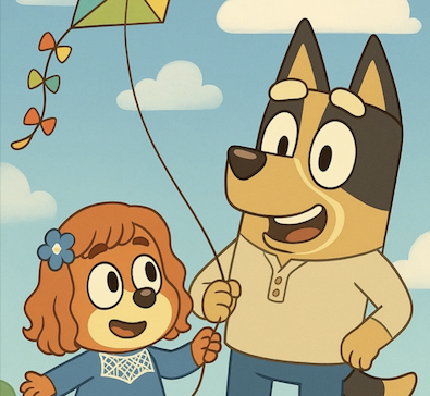 Whimsical dogs art style example